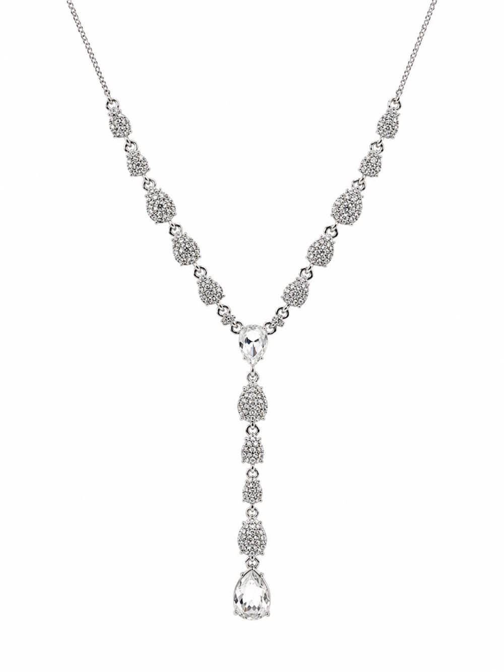 Givenchy Silver-Tone Crystal Teardrop Y-Necklace